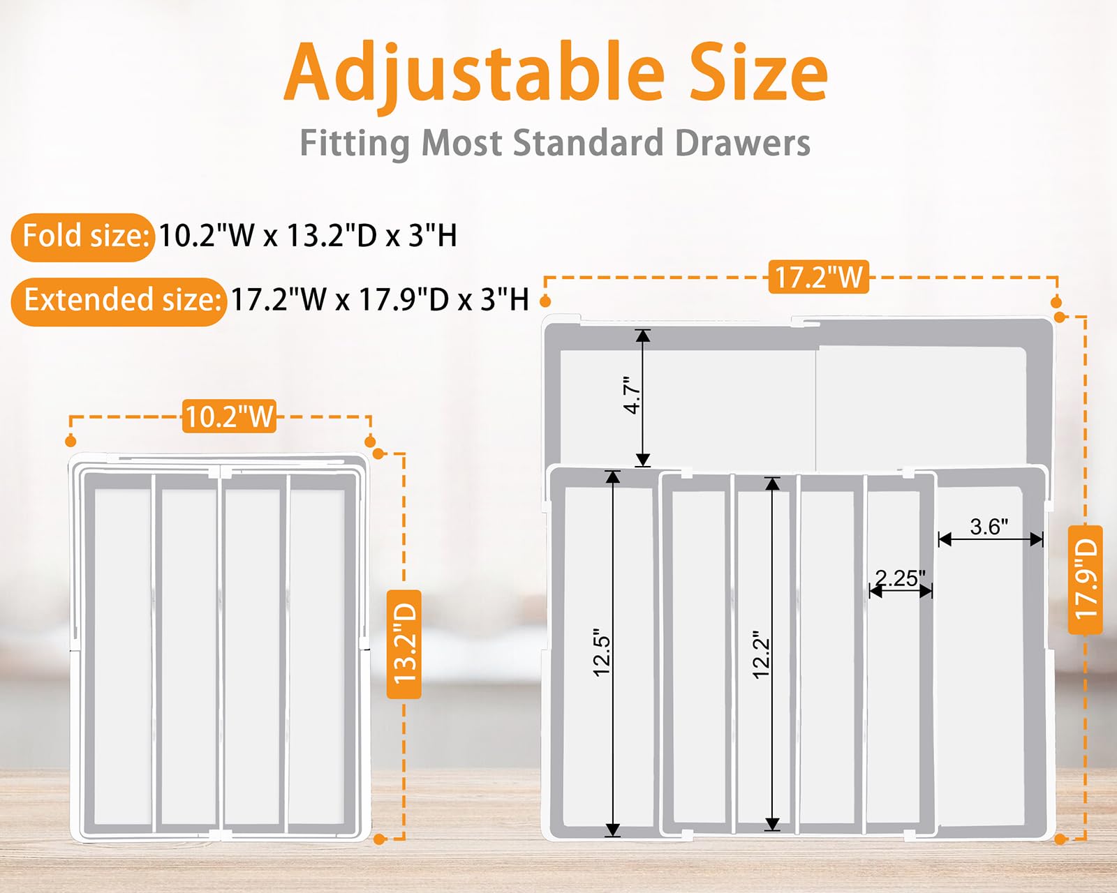 Homecor Silverware Drawer Organizer - Expandable Drawer Organizer for Kitchen, Utensil Holder BPA Free Flatware and Cutlery Tray for Spoons Forks Knives, Plastic Kitchen Organizer and Storage, White