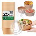 TOPtoper 50 Pcs 32 Oz Large Paper Bowls with Lids, Disposable Soup Serving Bowls Bulk Party Supplies for Hot/Cold Food, Soup (32 OZ)