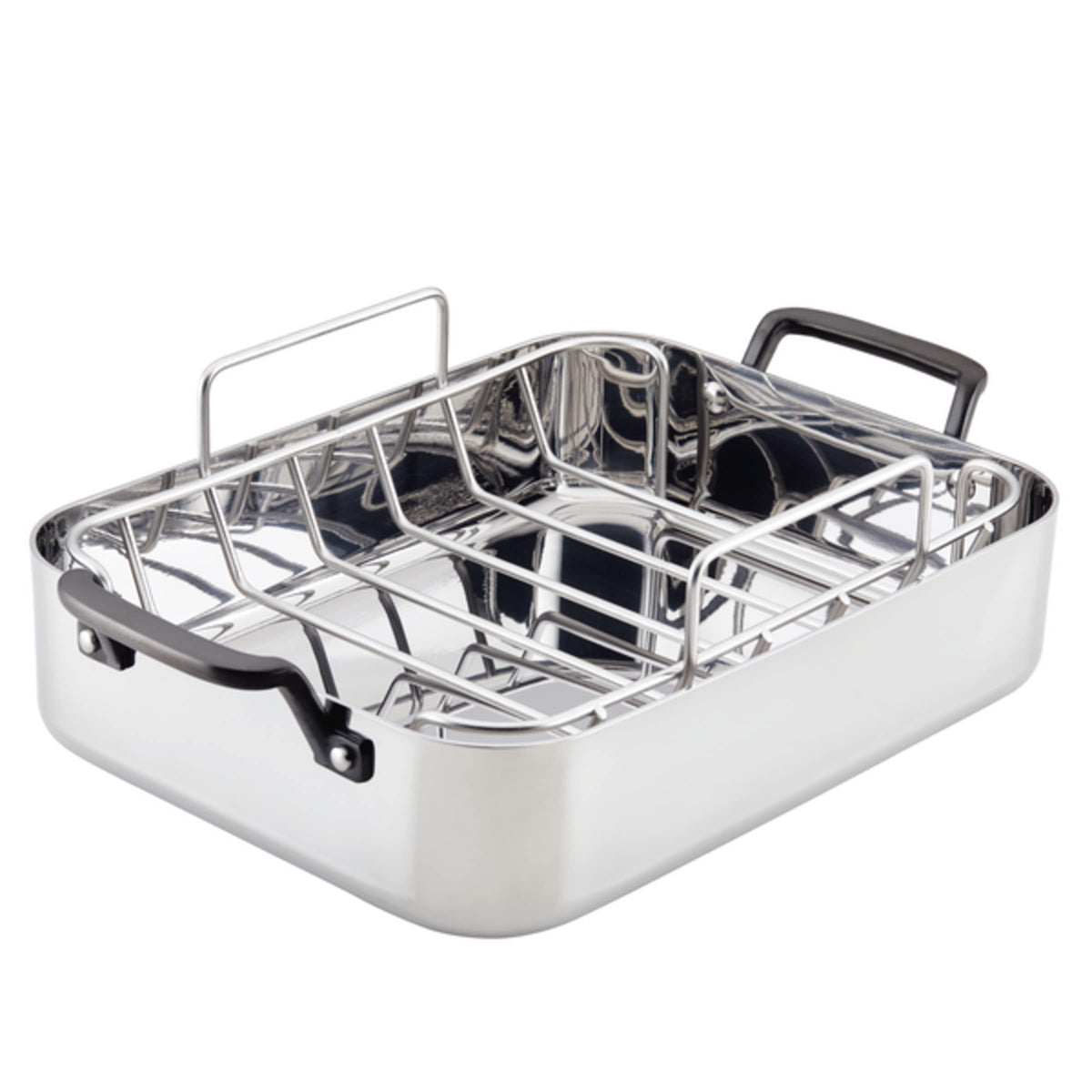 KitchenAid 5-Ply Clad Stainless Steel Roaster with Wire Rack, 15x11.5 inch