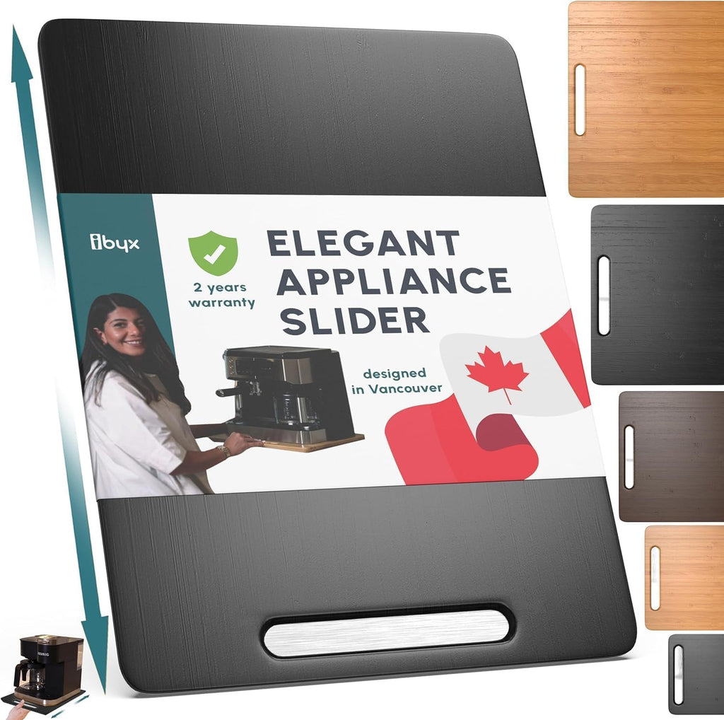 Ibyx Appliance Slider, Sliding Tray for Coffee Maker, 7.5x14.5 in, Brown