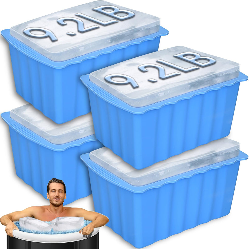 Large Ice Cube Molds 4 Pack - 37LB Silicone Ice Block Mold, Water Chiller for Cold Plunge & Camping | Easy Release, No Collapse Ice Tray for Seafood Fresh Keeping, Durable BPA-Free Freezer Ice Mold