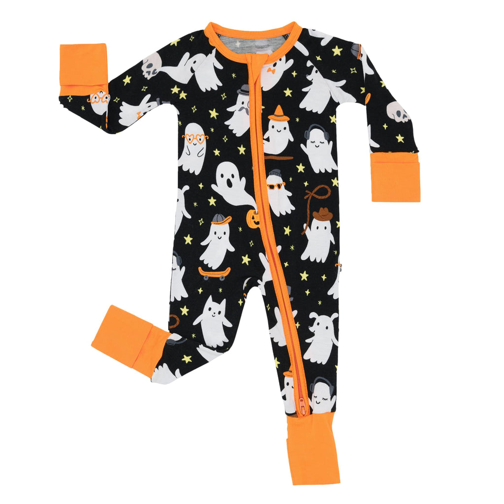 Little Sleepies Halloween Pajamas for Baby Boys & Girls, Viscose from Bamboo Baby Pajamas, Newborn Sleepers, 2-Way Zipper PJs, Friendly Ghosts, 3-6M