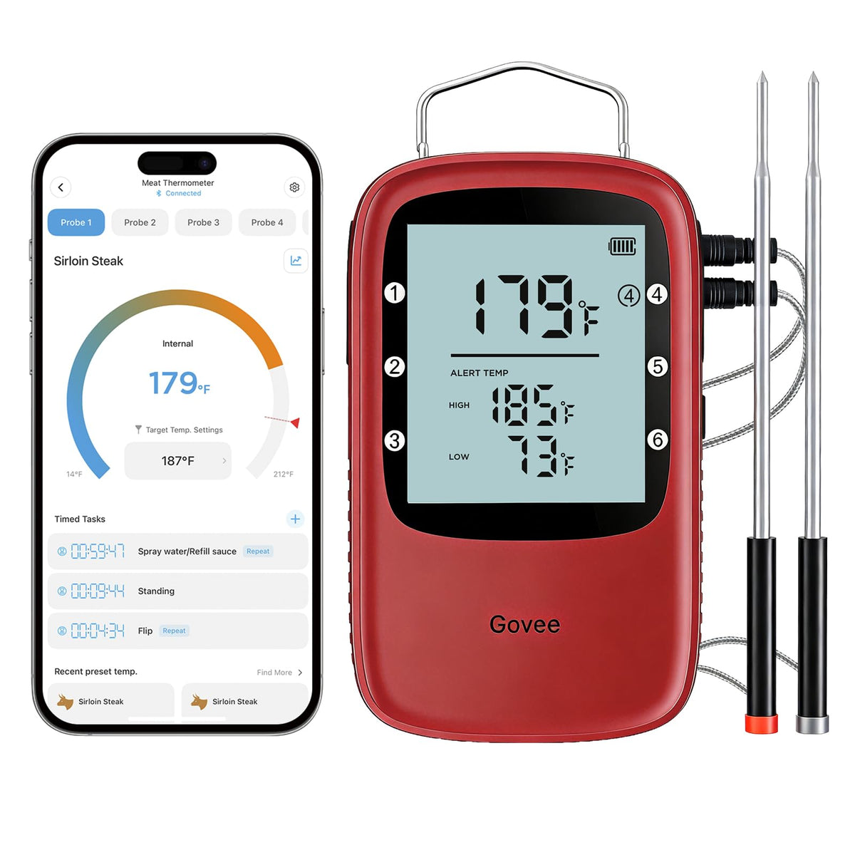 Govee Bluetooth Meat Thermometer Digital with Smart App Timer and Alerts