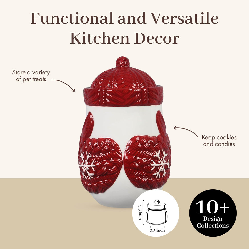 Young's Inc Ceramic Treat Jar with Lid, Joy Airtight Cat Dog Treat Jar, Rustic Kitchen Décor, Treats for Pets, Cookies, Candies, Decorative with Lids