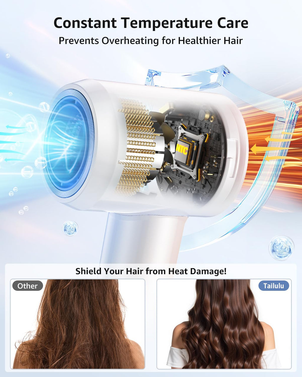 Tailulu Hair Dryer, 160000 RPM High-Speed Ionic Blow Dryer