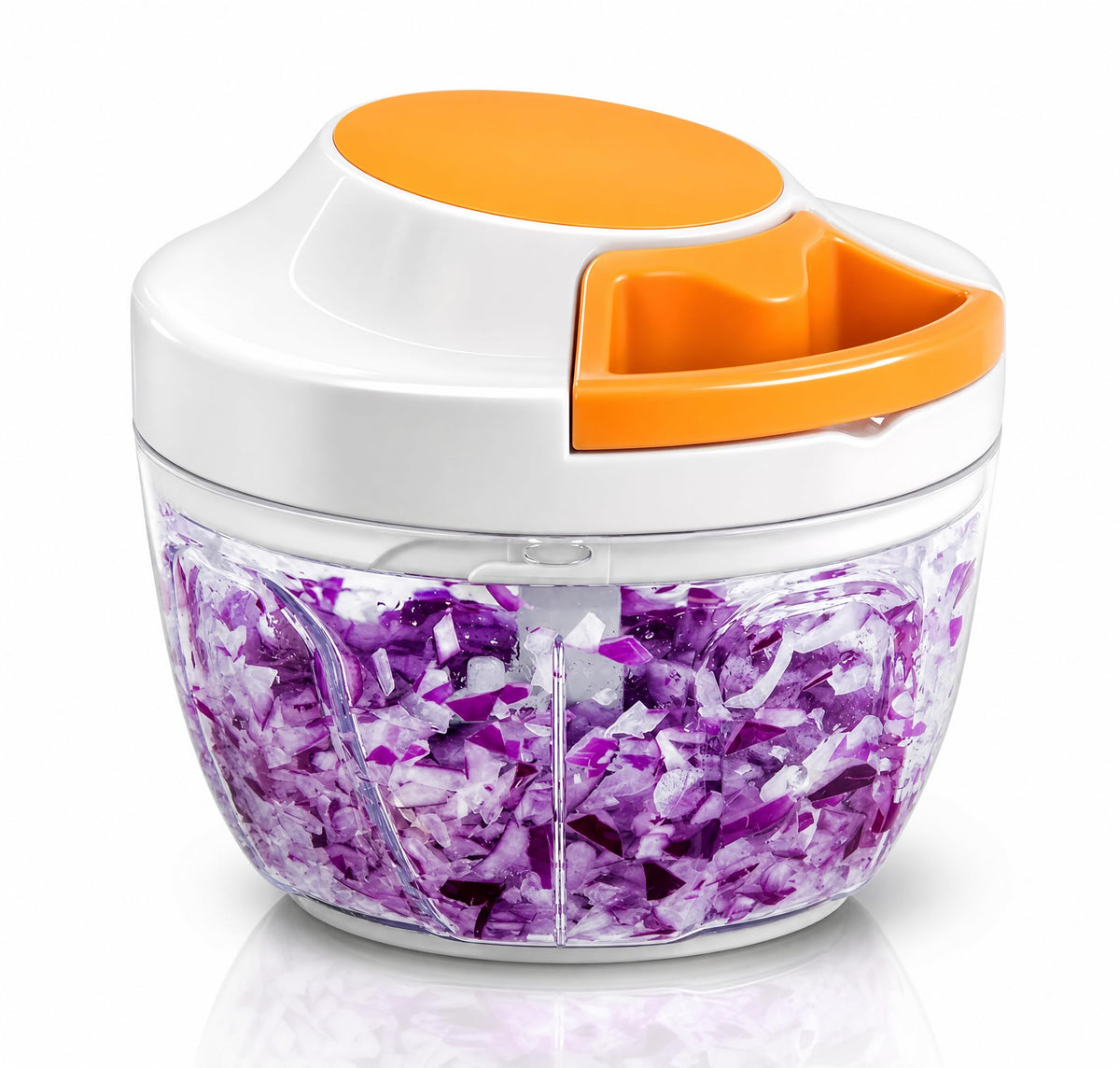 Manual Food Processor & Vegetable Chopper, Hand Pull String Garlic Mincer Onion Chopper Dicer for Salsa Pesto Guacamole, 3 Stainless Steel Blades, 650ml White