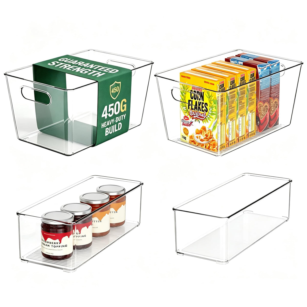 Joymeezo 6 Pack Clear Plastic Storage Bins, Kitchen&Pantry Organizer Large