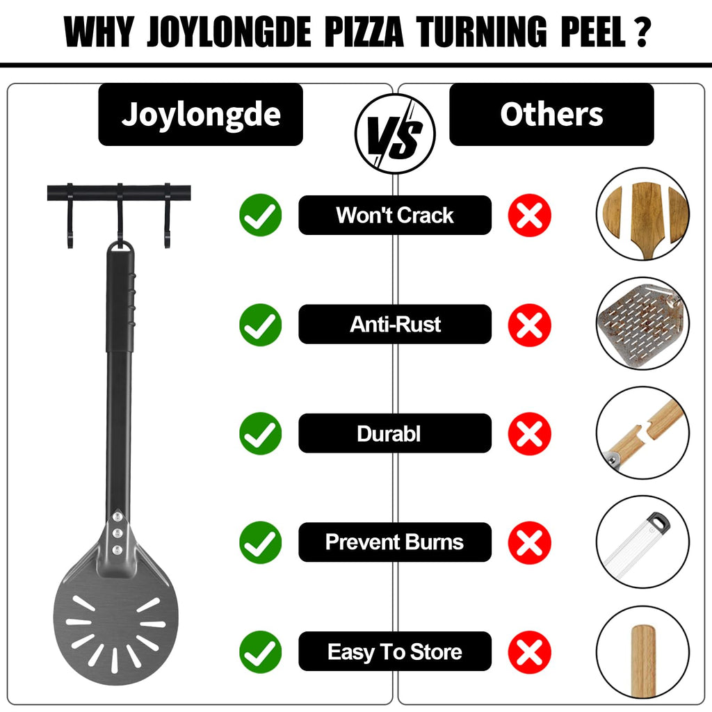 Pizza Turning Peel 6 Inch Round Anodized Aluminum Perforated Pizza Peel Turner With Metal Handle Pizza Paddle Spinner For Outdoor Pizza Oven Accessories