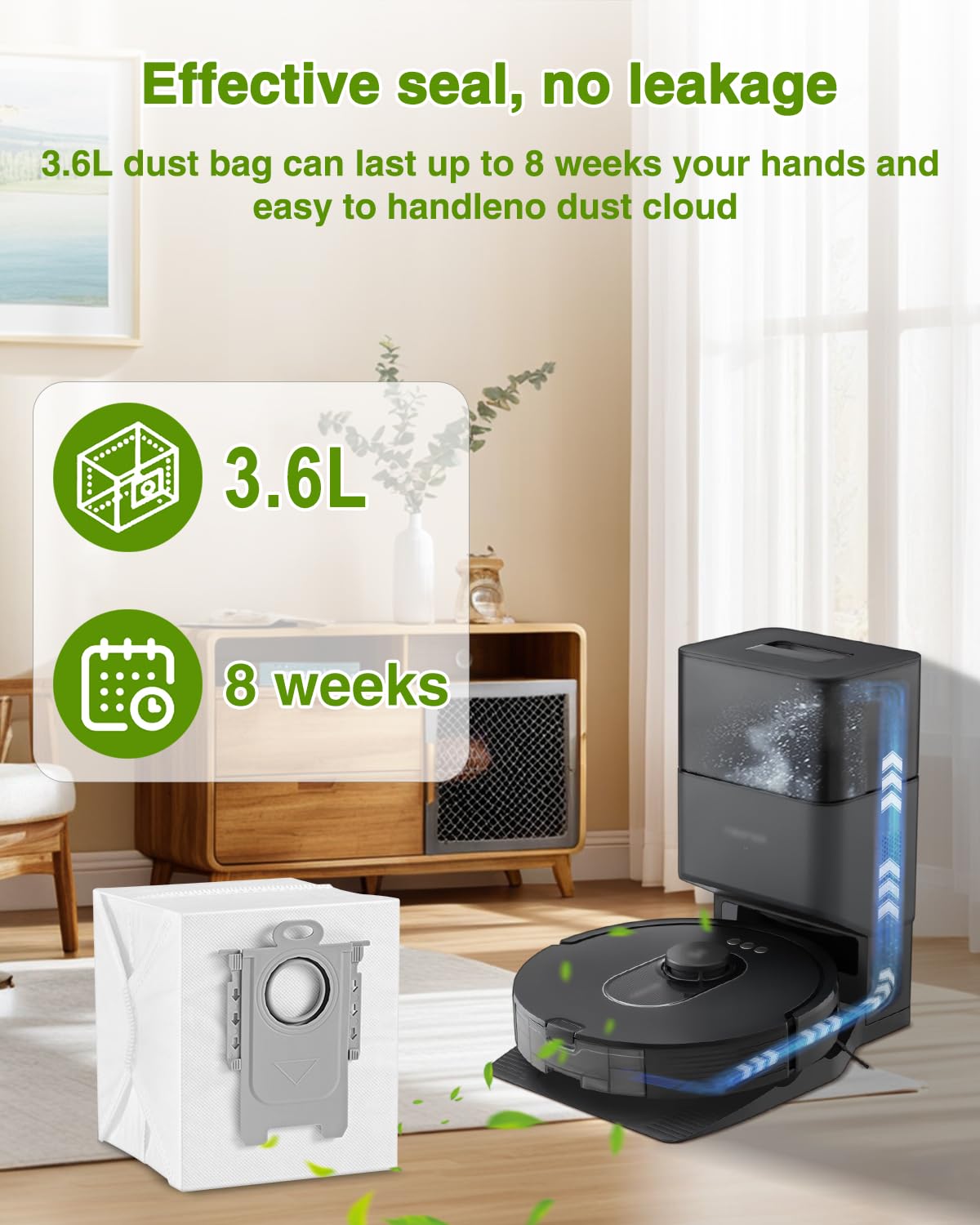 VBN 22 Packs Q10 Q7 Q5 Dust Bags for Roborock Q7 M5+, Q10 S5+/Q10 X5+, S8 Pro Ultra, S8+, Q7 Max+, Q5+, Q5 Max+, S7 Max Ultra,S7 Maxv Ultra and Q8 Max+ vacuum bag replacement, 3.6L