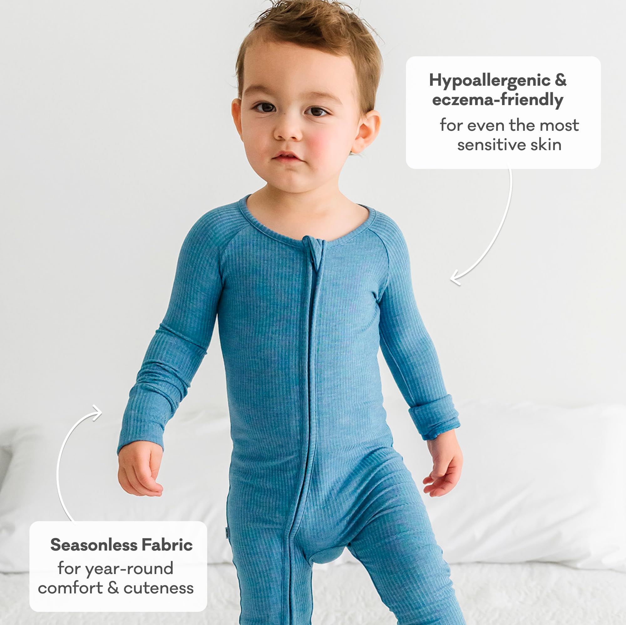 Little Sleepies Baby Pajamas, Heather Blue, 18-24M