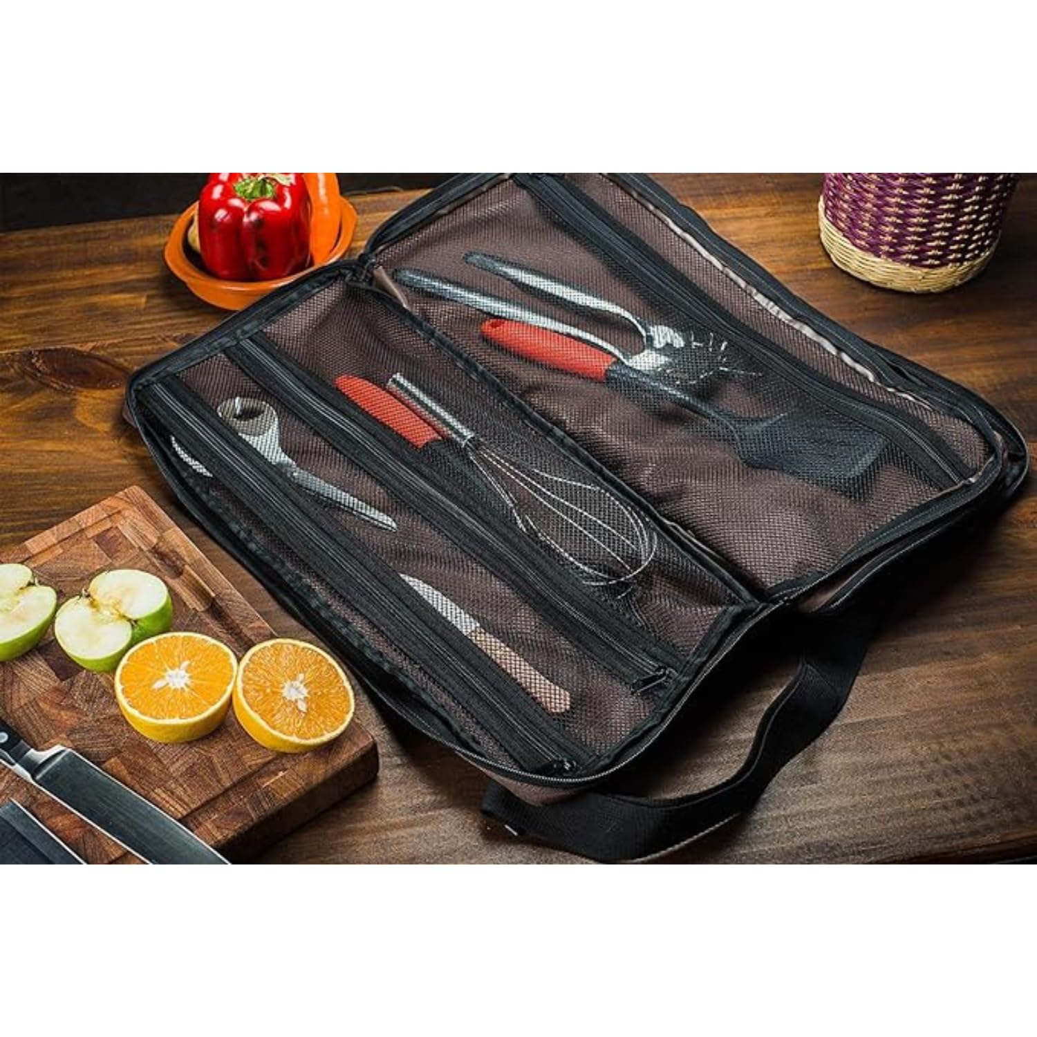 EVERPRIDE Chef Knife Bag Holds 20 Knives PLUS Large Zippered Compartment for Kitchen Tools – Durable, Large Knife Bag for Chefs – Professional Grade and makes a great gift!