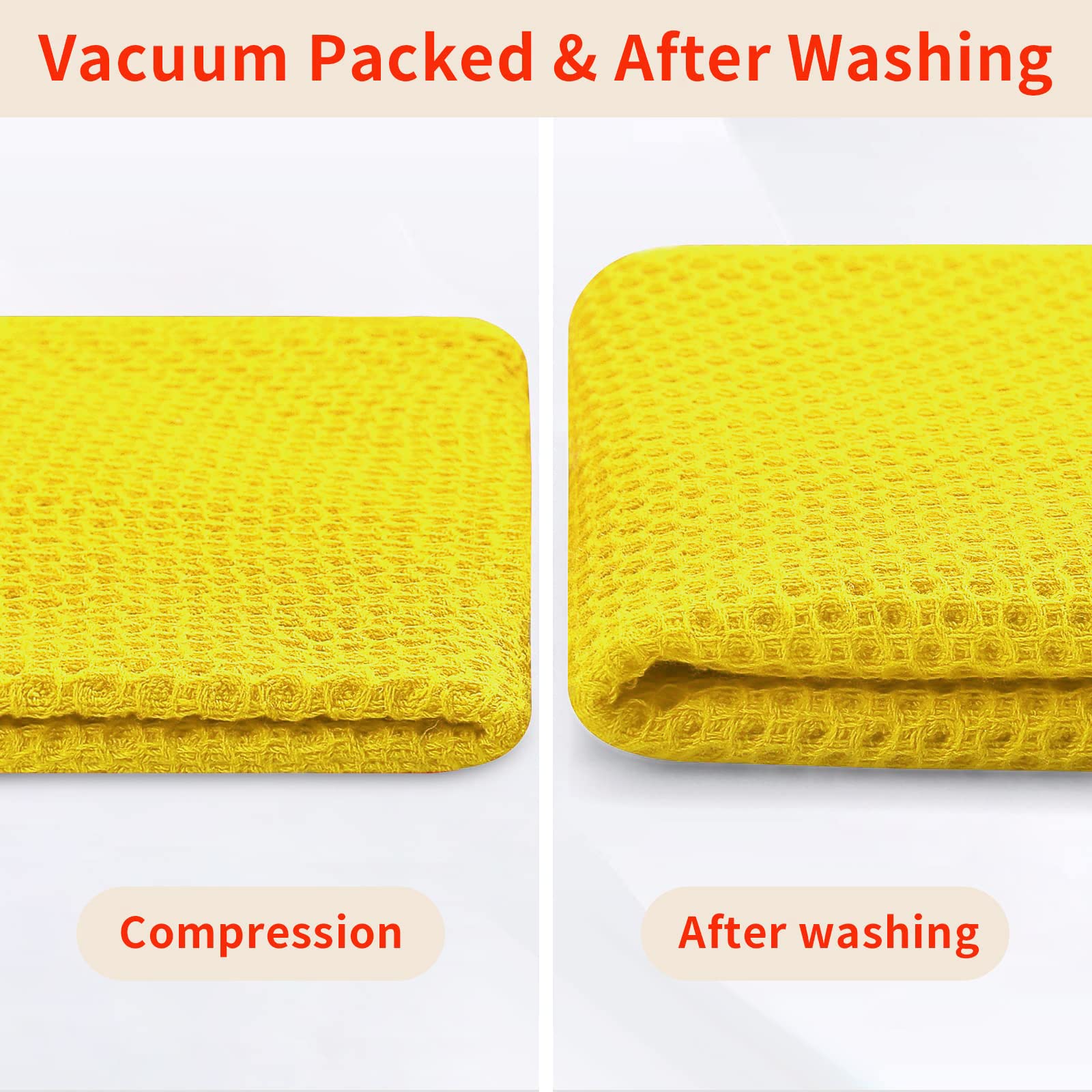 Homaxy 100% Cotton Waffle Weave Kitchen Dish Cloths, Ultra Soft Absorbent Quick Drying Dish Towels, 12 x 12 Inches, 8-Pack, Yellow