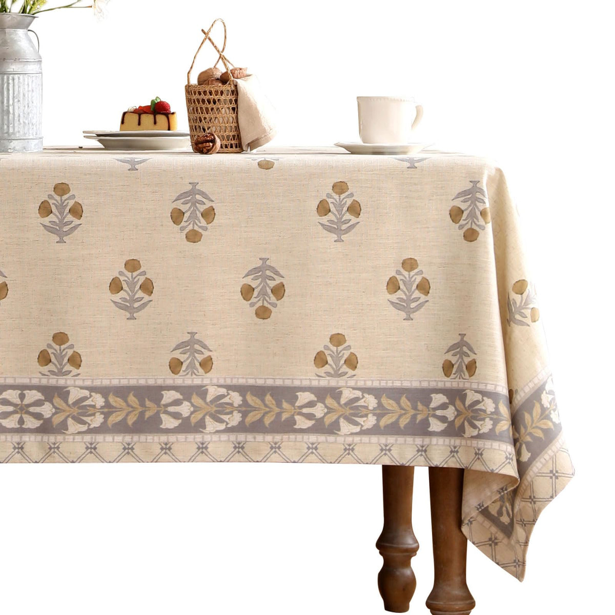 patdrea Vintage French Linen Tablecloth,Square,67"x67"-Kulom A