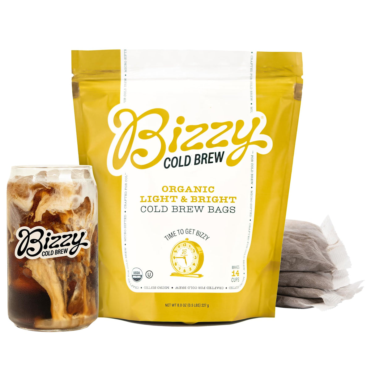 Bizzy Organic Cold Brew Coffee, Dark & Bold Blend, Brew Bags, 4 ct