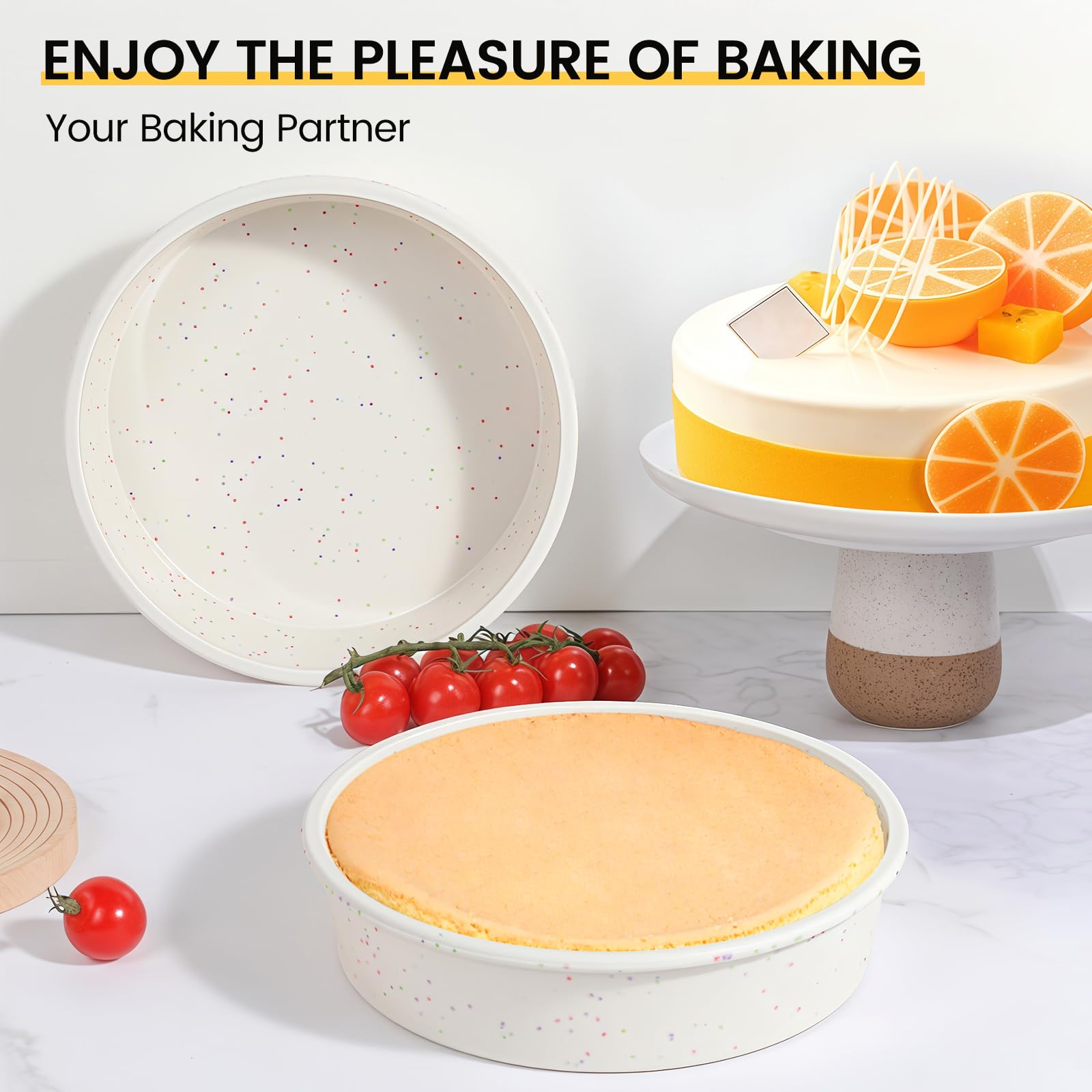 Vinino 8 Inch Silicone Round Cake Pan, Set of 2
