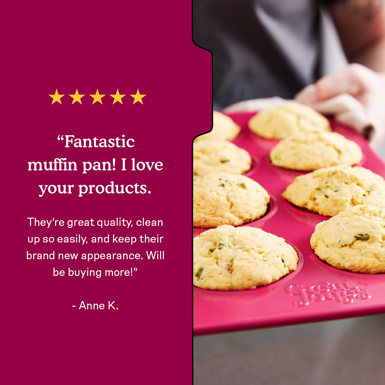 Great Jones Nonstick 12-Cup Muffin Pan (Raspberry) | Non Toxic