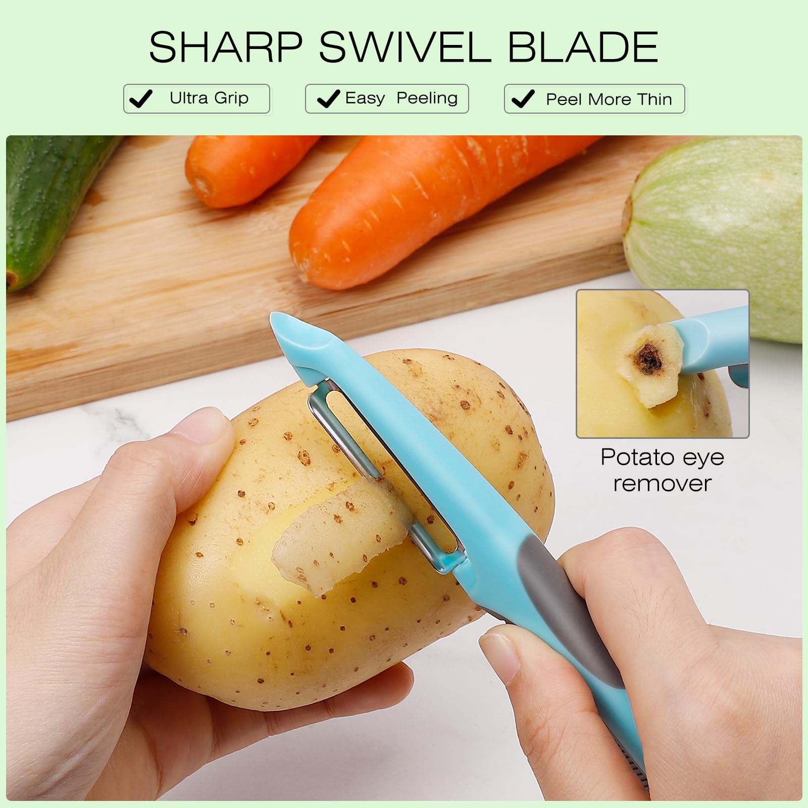 Senbowe Upgrade Potato Peeler for Kitchen, 6PCS Stainless Steel Vegetable Peeler, I and Y Veggie Food Peeler for Apple Fruit Carrot Zucchini Cucumber,Good Grip Makes Peeling Very Easy