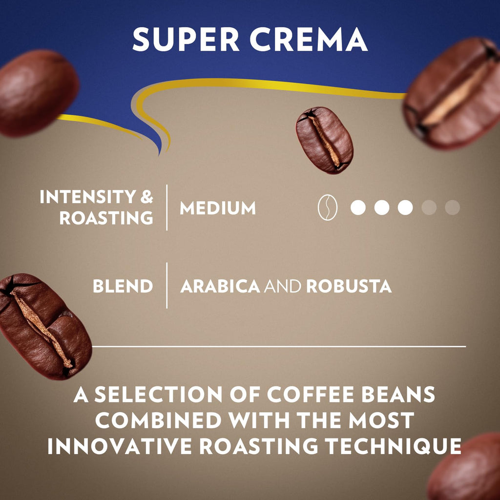 Lavazza Super Crema Whole Bean Espresso Coffee, 2.2lb Bag, Vacuum-Packed