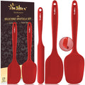 Walfos Silicone Spatula Set of 5-600°F Heat Resistant Kitchen Scraper Spatulas, Strong Steel Core and One-Pieces Seamless Design, Great for Cooking Mixing & Baking - BPA Free & Dishwasher Safe (Red)