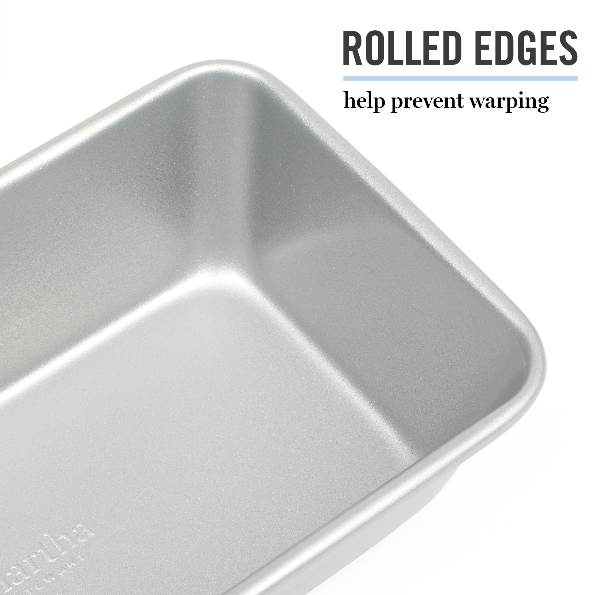 Martha Stewart Gallen 9 Inch Nonstick Carbon Steel Loaf Pan - Silver Durable Bakeware for Bread, Meatloaf & Cakes