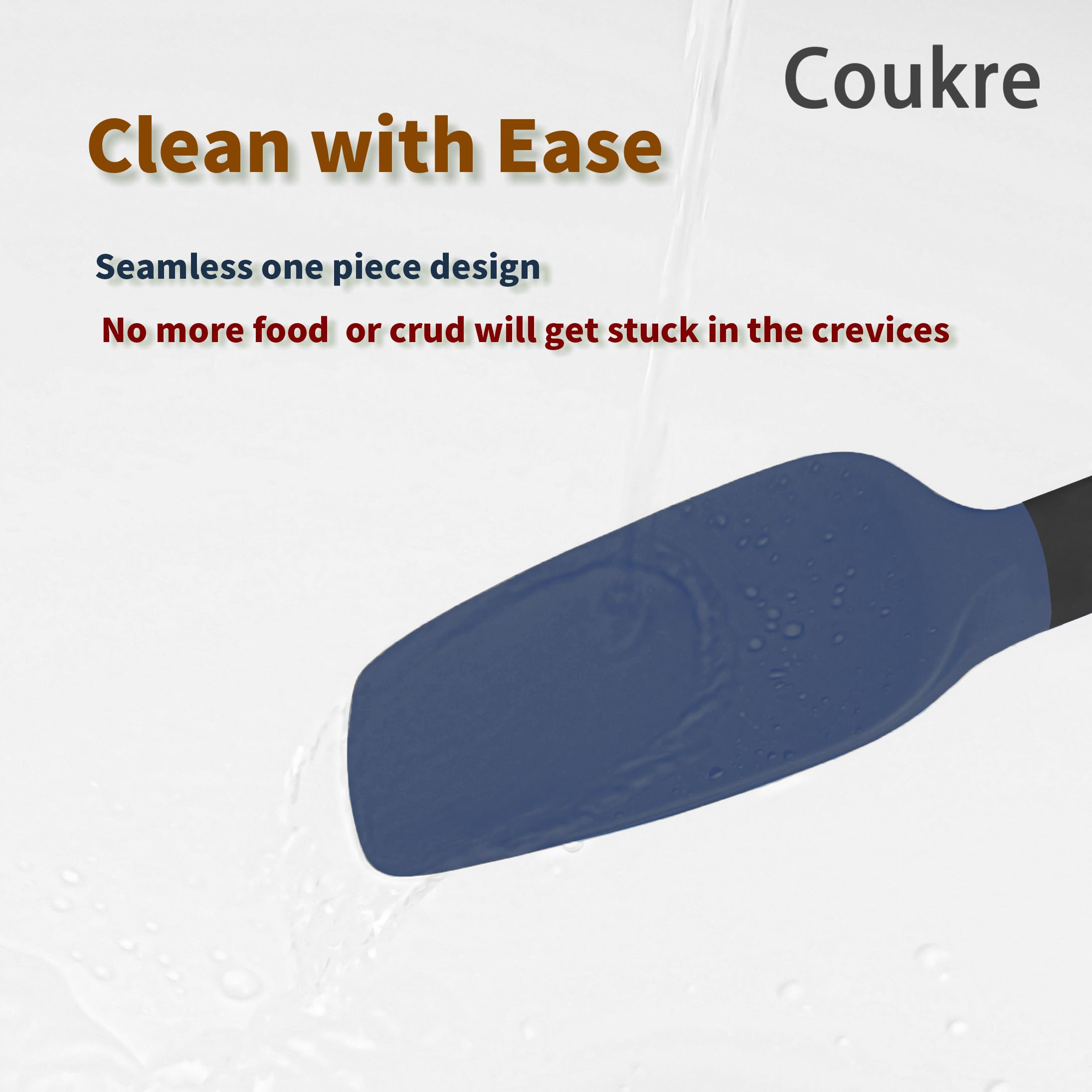 Coukre Silicone Spatula Set of 5,High Temperature Resistant, Food Grade Silicone, Dishwasher Safe, for Baking, Cooking (Colorful A Black)