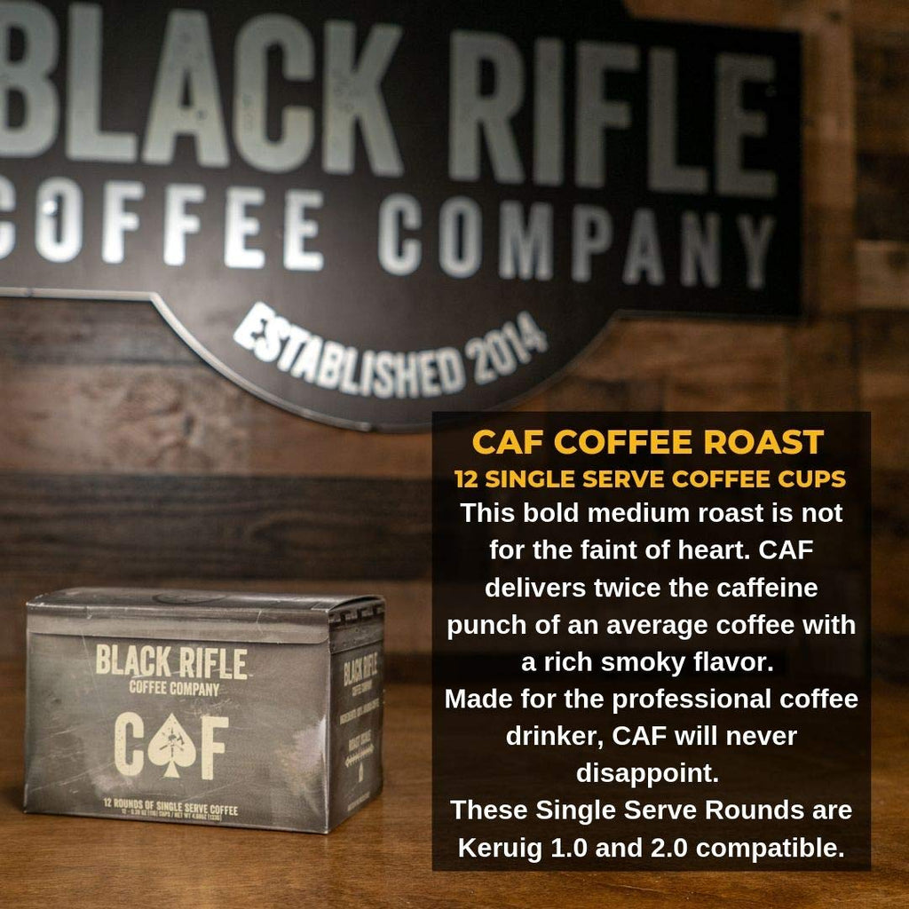 Black Rifle Coffee Company CAF, 12 Count, Medium Roast K Cups - Single Serve K Cups Coffee Pods - Kcup Pods Compatible with all Keurig machines - Made from Arabica Beans