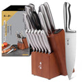 ZHANG XIAO QUAN Knife Set with Block, High Carbon Stainless Steel Sharp Blades, Built-in Sharpener Kitchen Knife Block Set for Home Cooking