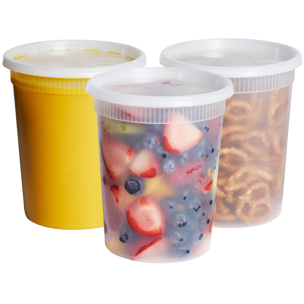 GUSTO 16 oz Plastic Deli Containers with Lids [48 Sets] Food Storage