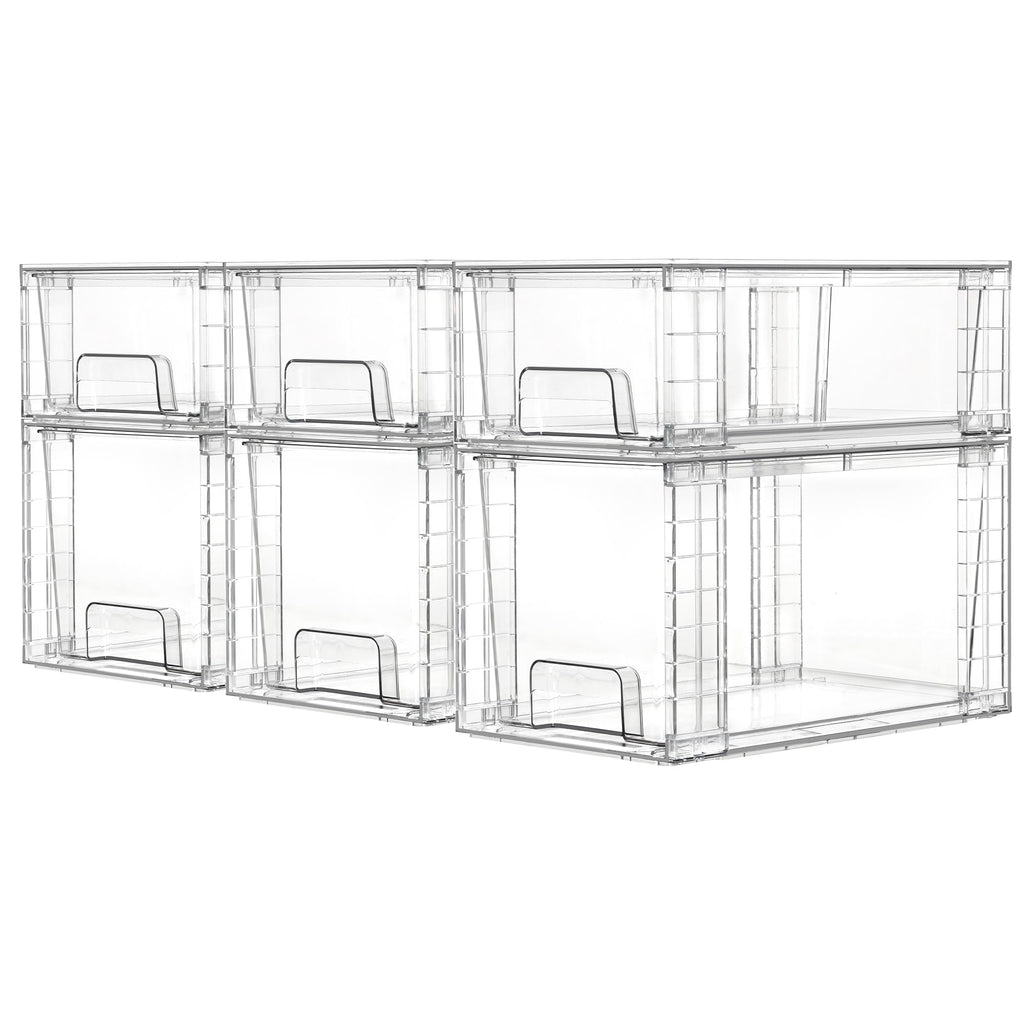 Vtopmart Clear Stackable Storage Drawers, 4 Pack Kitchen Cabinet Set