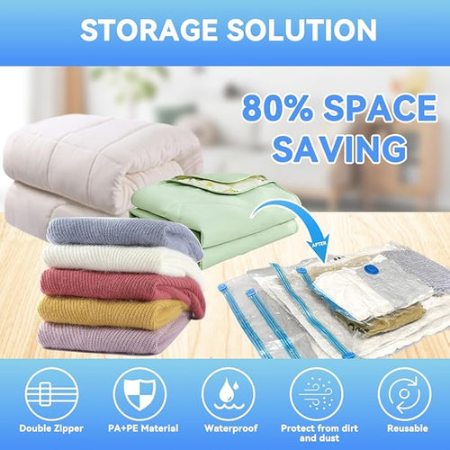 30 Pack Vacuum Storage Bags with Electric Pump, Space Saver Vacuum Storage Bags (5 Jumbo/5 Large/5 Medium/5 Small+10 Roll Up) for Clothes, Travel, Comforters, Blankets, Bedding