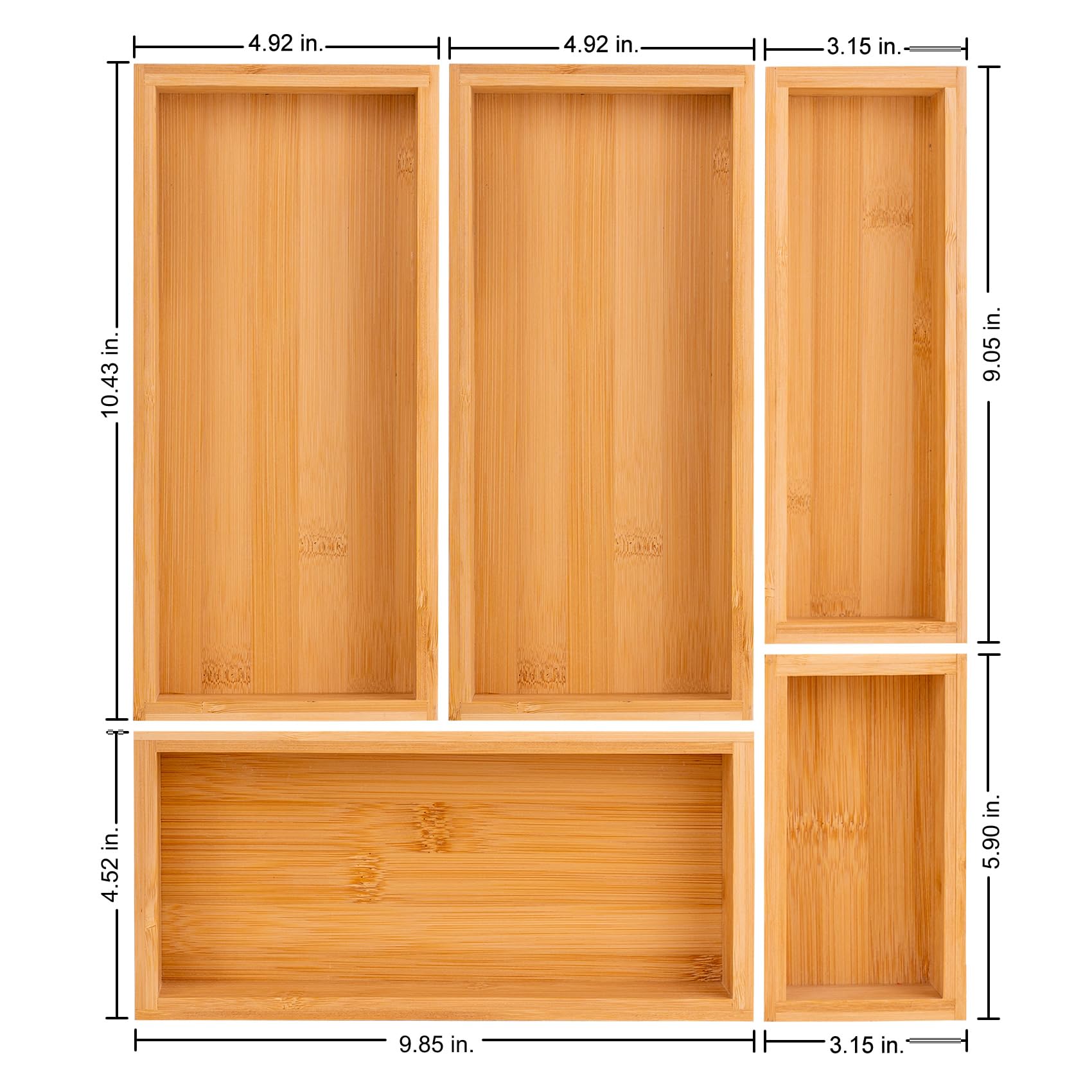 Teicui bamboo drawer organizer Set,expandable drawer dividers,wooden storage organizers,drawer organizers for kitchen, bathroom,flatware,Tea Bag Organizer (1 X 5PCS Natural)
