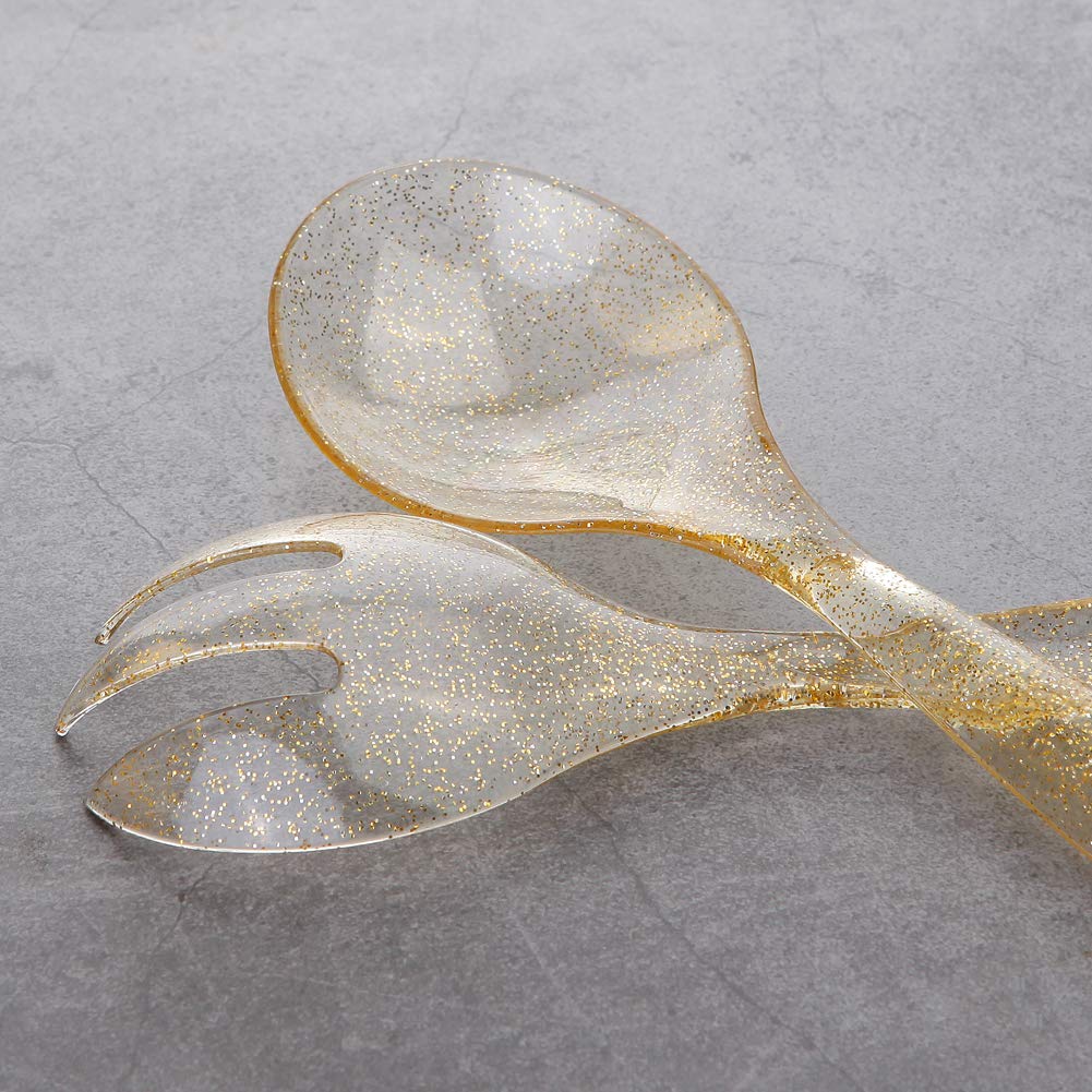 Supernal 72pcs Gold Glitter Plastic Serving Utensils Set for Party &Buffet