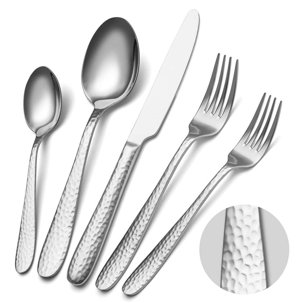EIUBUIE 40 Piece Silverware Set for 8, Stainless Steel Flatware Set, Cutlery Sets with Mirror Finish, Dishwasher Safe, Modern Kitchen Forks, Spoons, Knives, Eating Utensil Sets