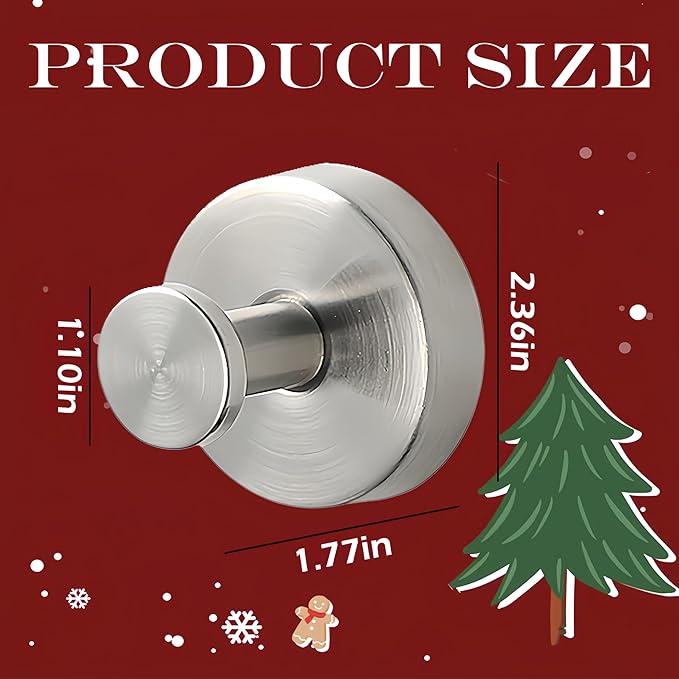 Suction Cup Hooks for Wreaths on Glass, 2026 Upgrade No Drill Towel Hooks Stainless Steel Waterproof Suction Cup Hooks, Wreath Hanger for Front Door for Kitchen, Bedroom (4, White)