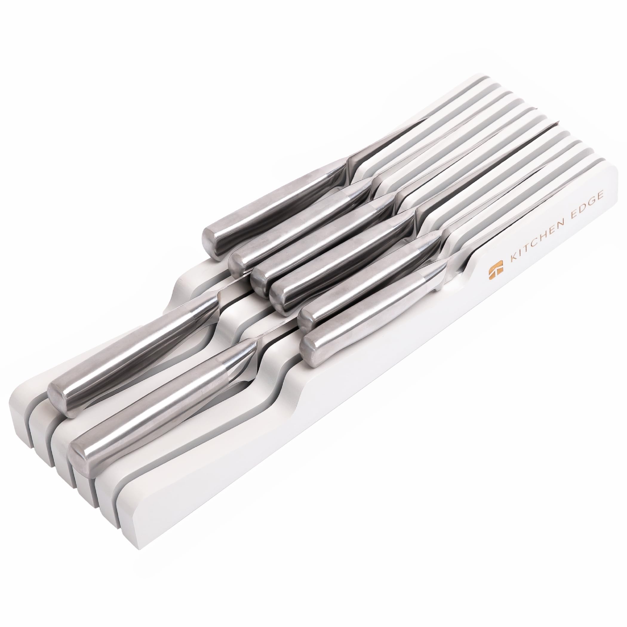 KitchenEdge In-Drawer Knife Block Holder, 11 Slots, White