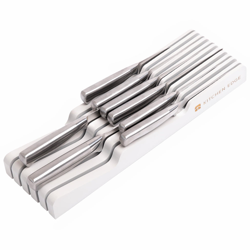 KitchenEdge In-Drawer Knife Block Holder, 11 Slots, White