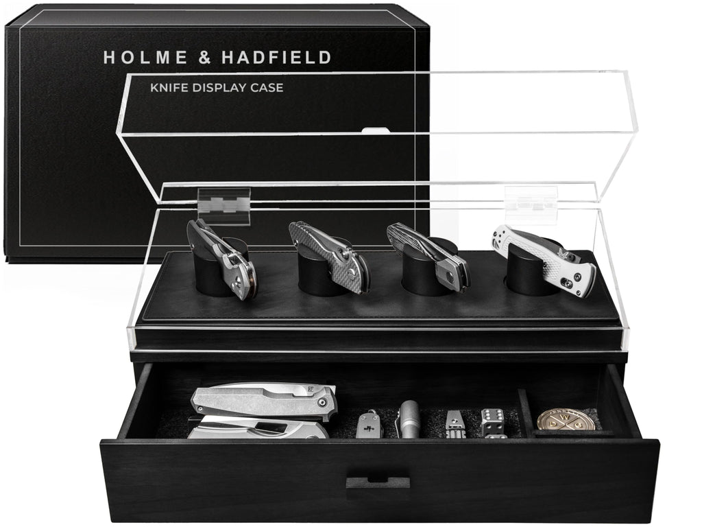 Holme & Hadfield 10 Knife Wooden Pocket Knife Display Case with Drawer