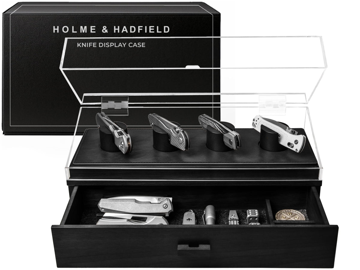 Holme & Hadfield 10 Knife Wooden Pocket Knife Display Case with Drawer