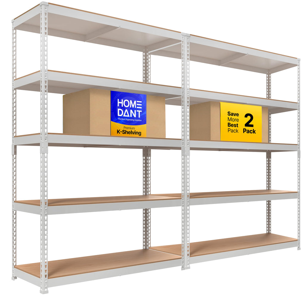 HOMEDANT White 28" W 5 Tier Storage Shelves Garage Shelving Unit Metal