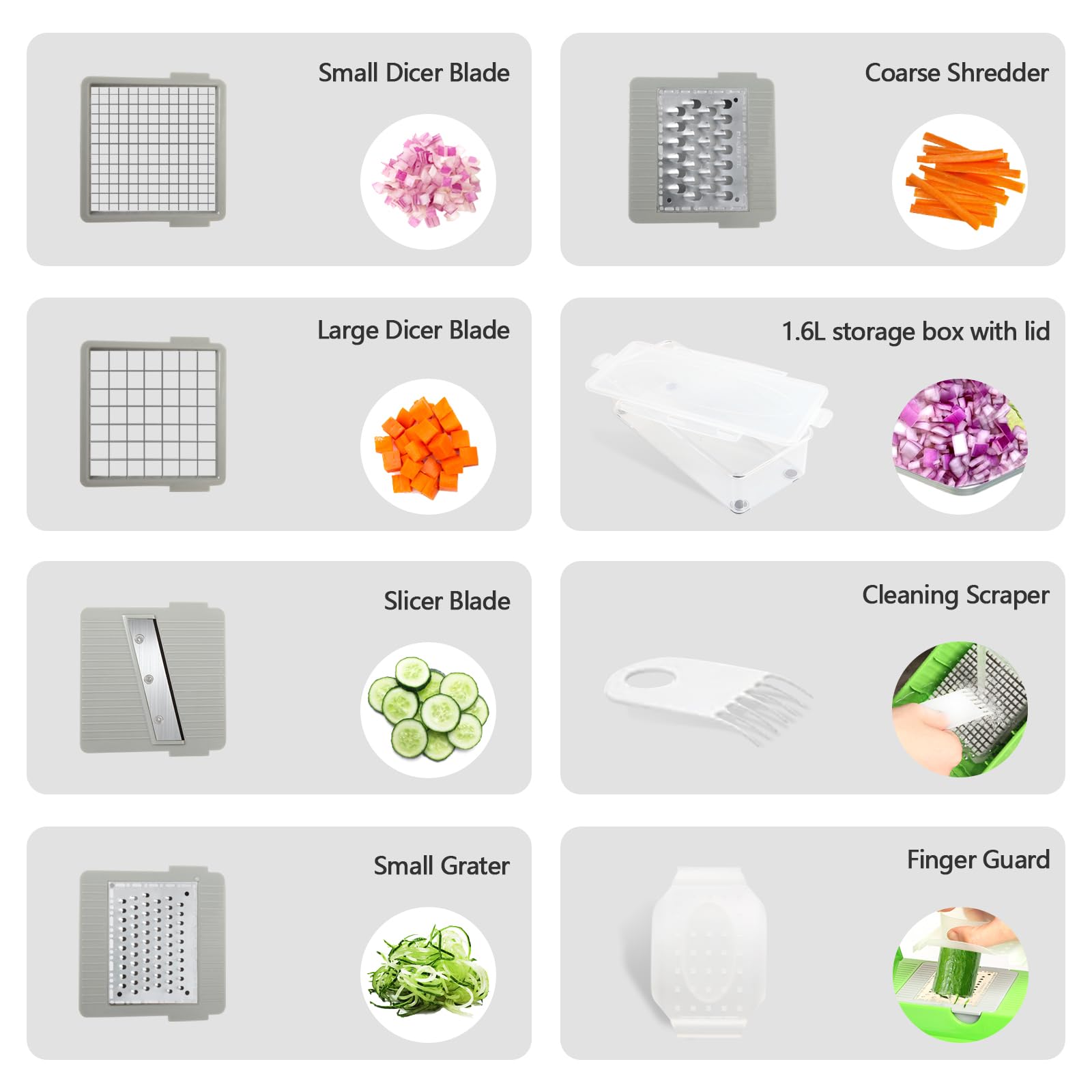 Veggie Chopper with Container, 7 in 1 Manual Food Chopper Cutter, Green