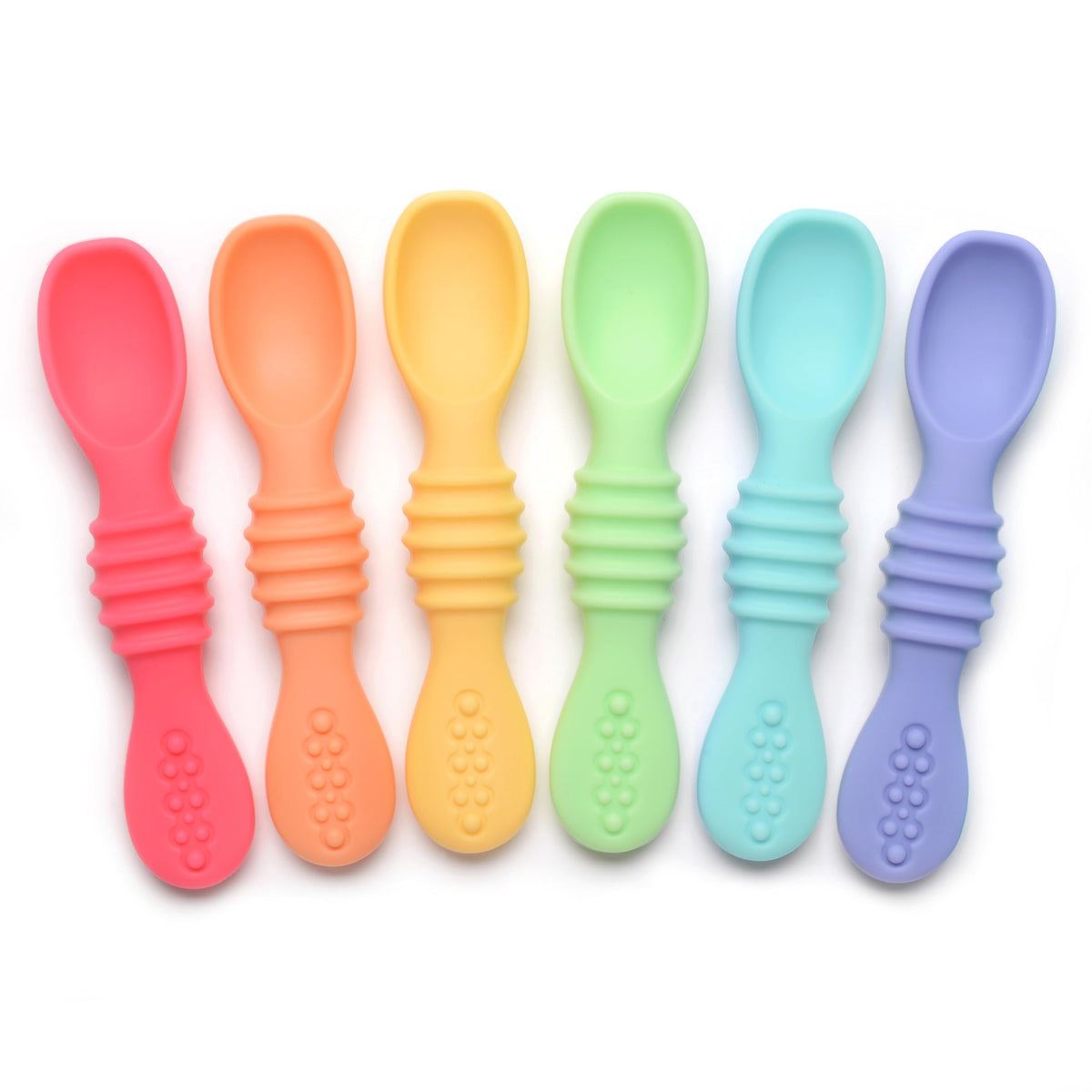 PrimaStella Silicone Chew Spoon Set for Babies and Toddlers | Safety Tested | BPA Free | Baby Spoon 6 Pack