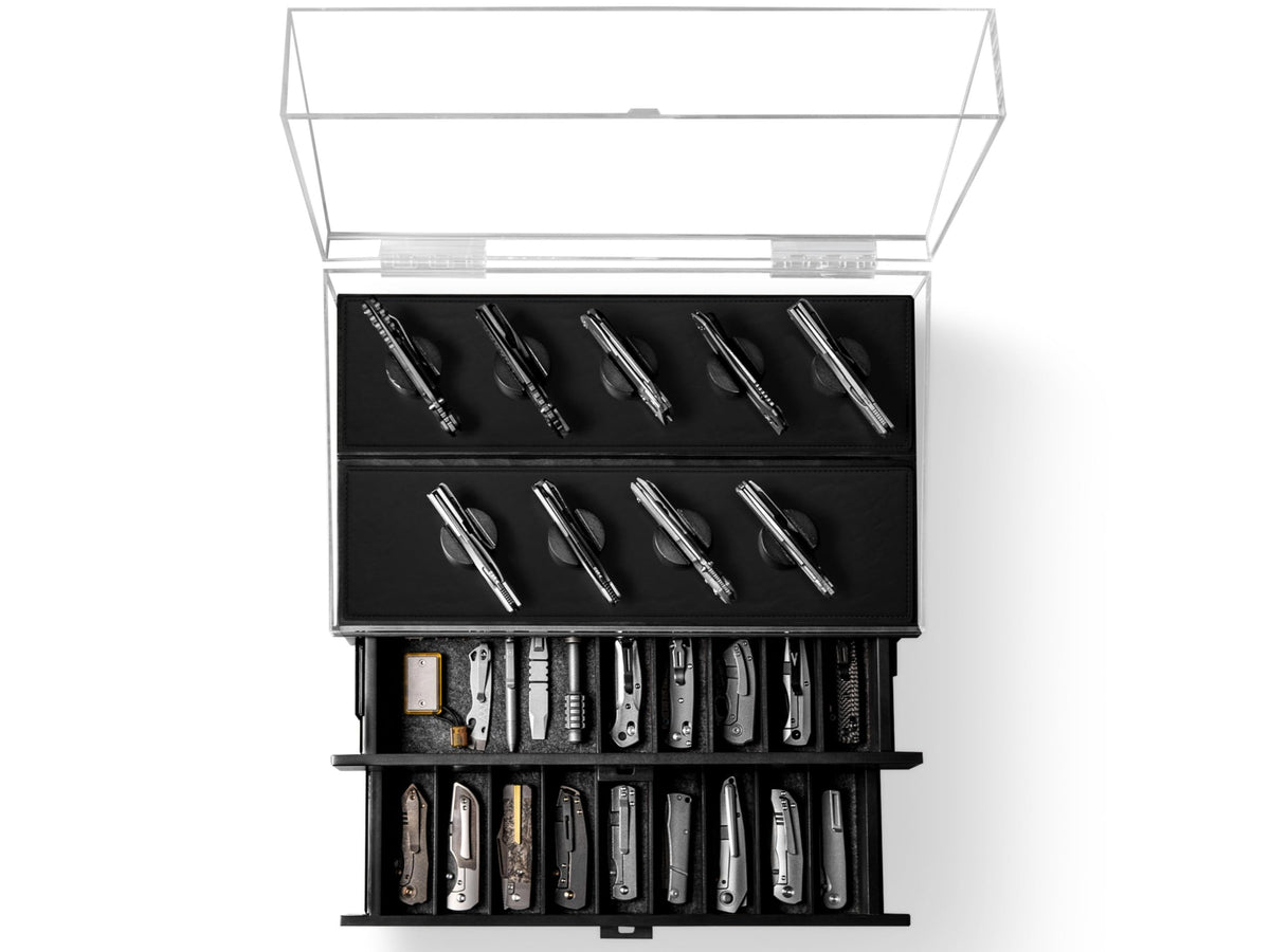 Holme & Hadfield 10 Knife Wooden Pocket Knife Display Case with Drawer