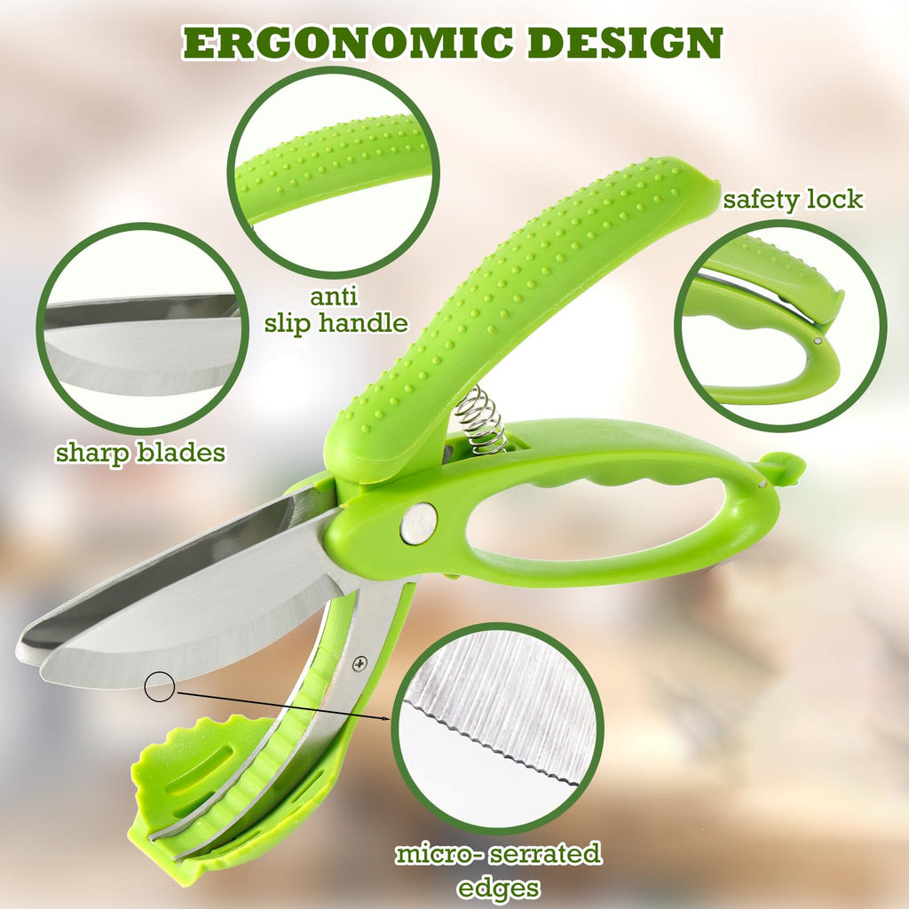 ALEXPHY Salad Scissors with Double Blades, Lettuce Chopper for Chopped Salad, Green