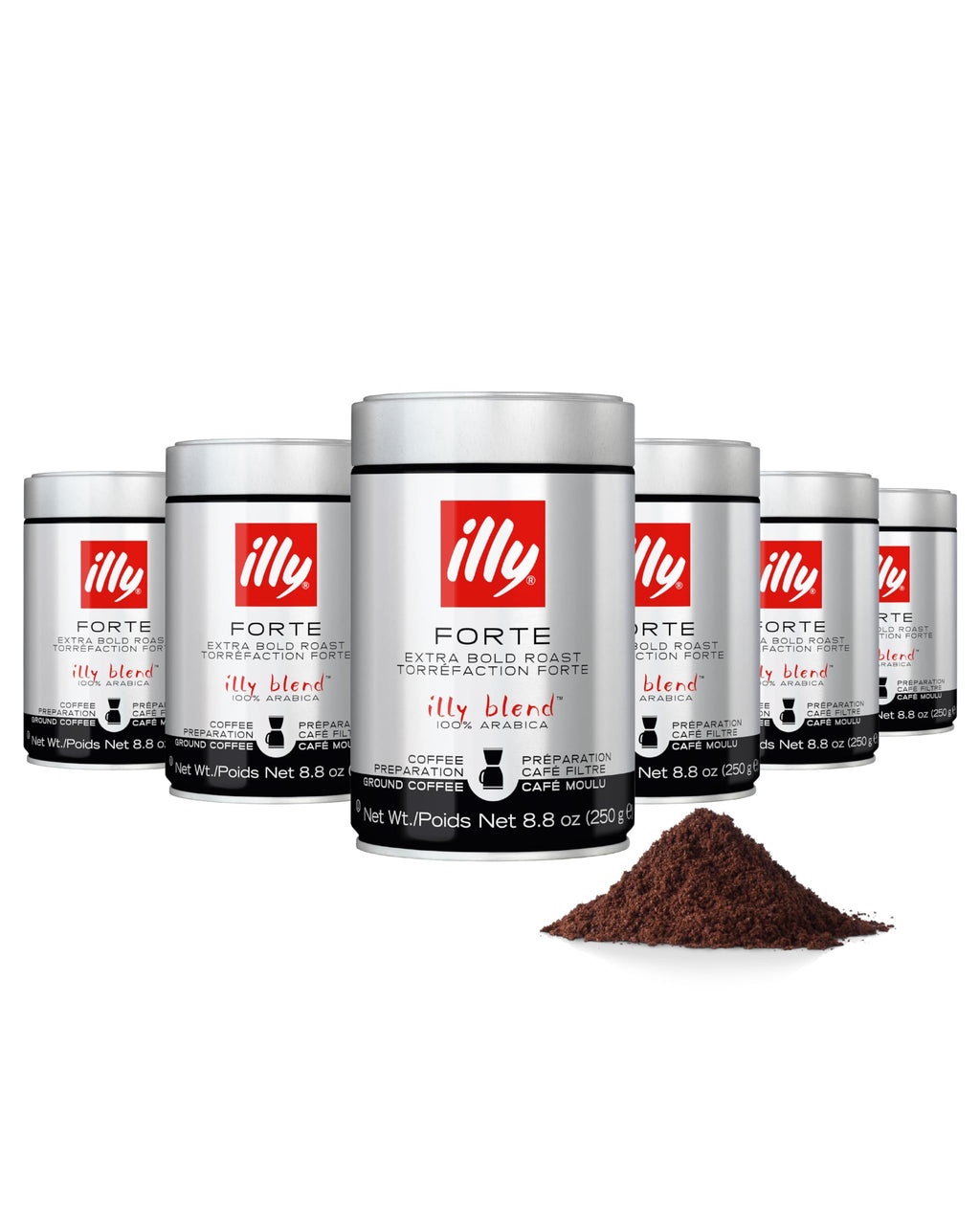 illy Intenso Ground Espresso Coffee, Intense, Robust and Full Flavored With Notes of Deep Cocoa, 100% Arabica Coffee, No Preservatives