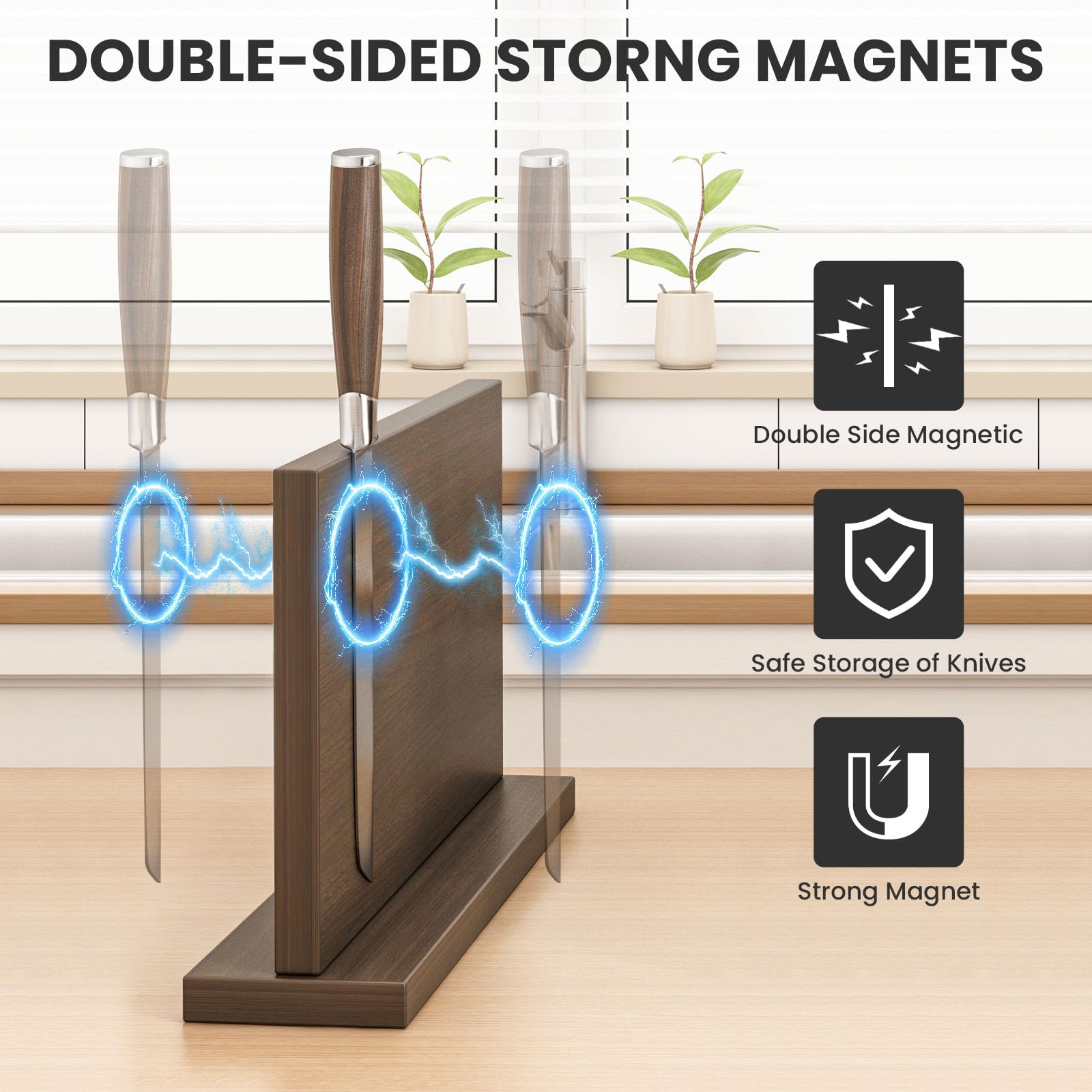 THMINS Large Magnetic Knife Holder, 16 x 9 Inch Magnetic Knife Block