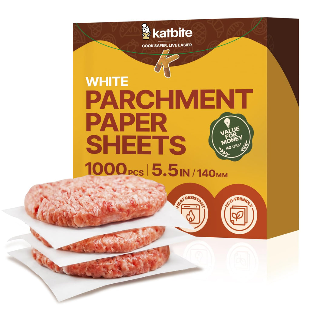 Katbite 200Pcs 9x13 inch Heavy Duty Parchment Paper Sheets, Precut Parchment Paper for Quarter Sheet Pans Liners, Baking Cookies, Bread, Meat, Pizza, Toaster Oven (9"x13")