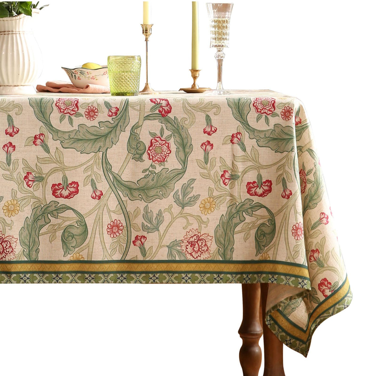 patdrea Vintage French Linen Tablecloth,Rectangular,87"x63"-Kulom A