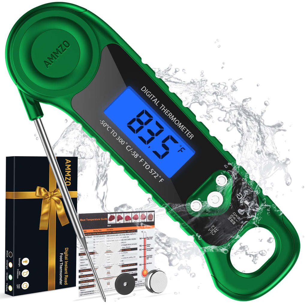 AMMZO Digital Meat Thermometer for Grilling, Candy Thermometer Instant Read Food Thermometer Waterproof with Backlight for Cooking, Deep Fry, BBQ, Grill, Smoker and Roast (Orange)