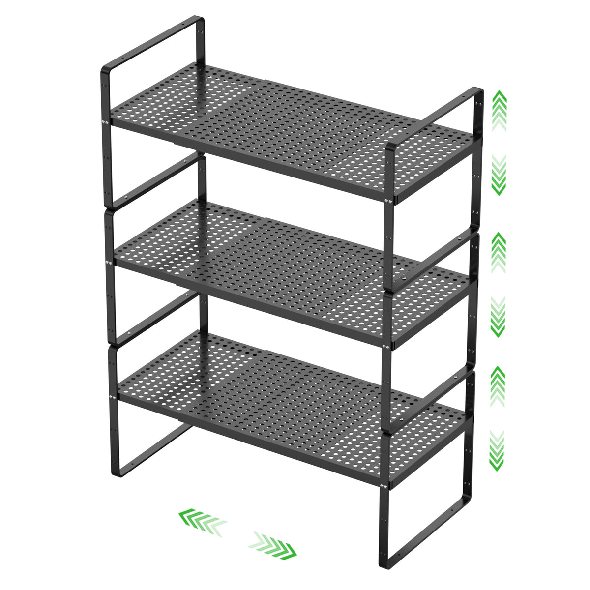 SOFRON Expandable Storage Shelf, Stackable Organizer Rack, White Large 3 PK
