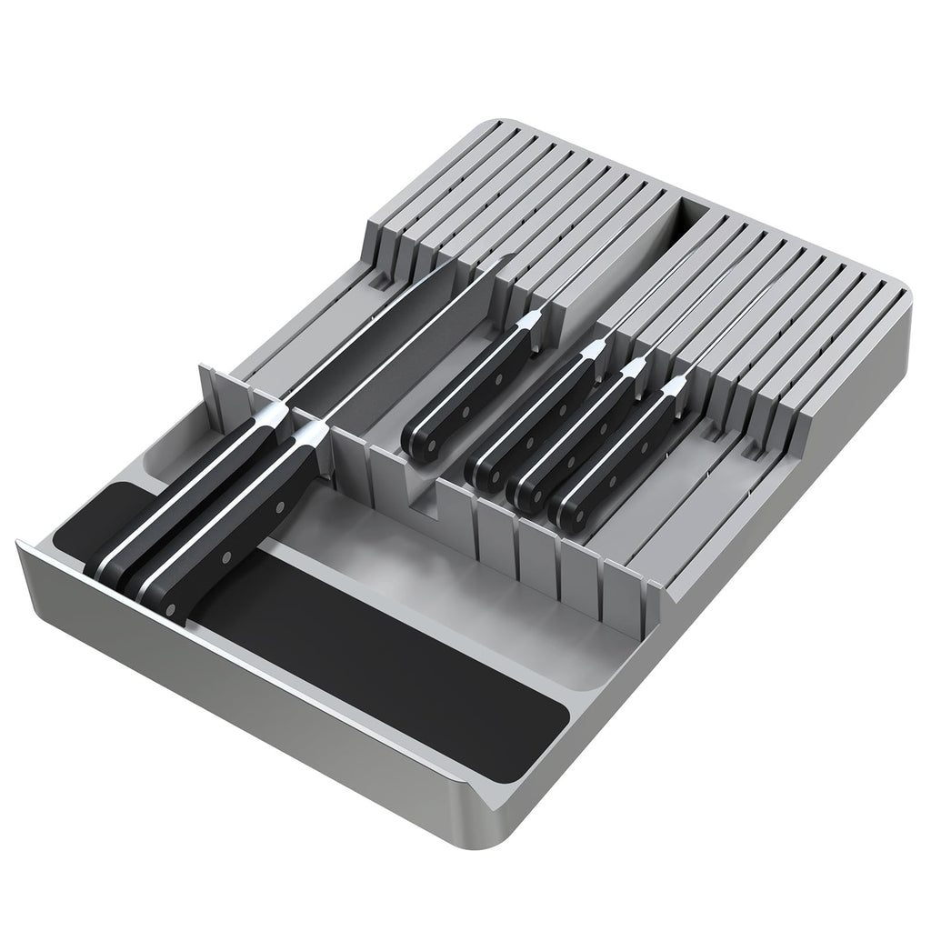 NIUXX Knife Drawer Organizer, Large Capacity In-Drawer Knife Block Set